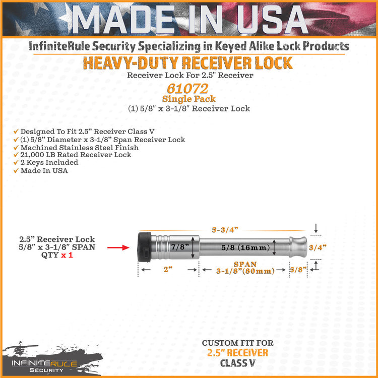 InfiniteRule Security Hitch & Receiver Locks For Rhino Hitch 14K LB Ball Mount