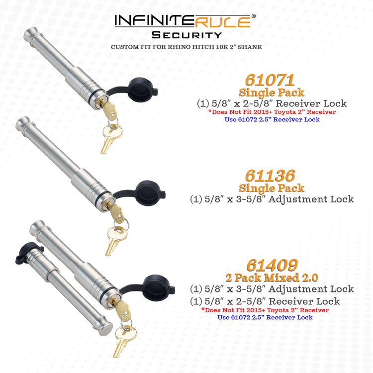 InfiniteRule Security Hitch & Receiver Locks For Rhino Hitch 10K LB Ball Mount