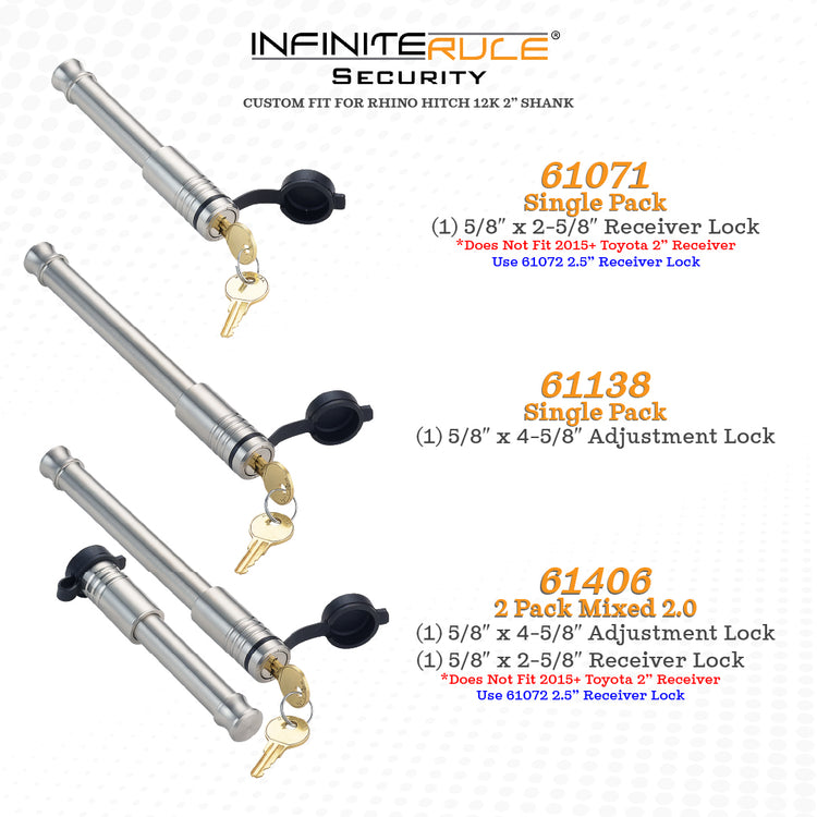 InfiniteRule Security Hitch & Receiver Locks For Rhino Hitch 12K LB Ball Mount