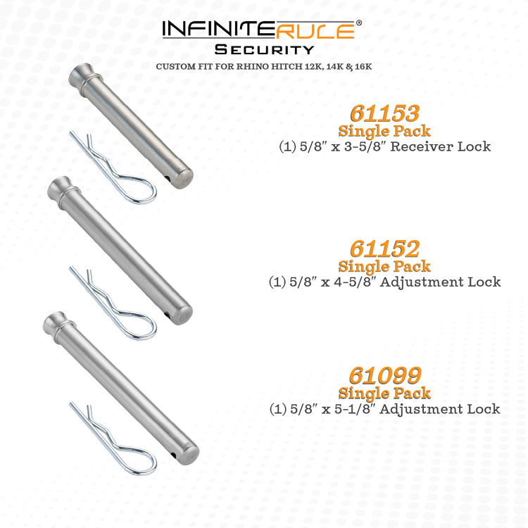 InfiniteRule Security Replacement Pins For Rhino Hitch 10K, 12K, 14K, & 16K LB Ball Mounts